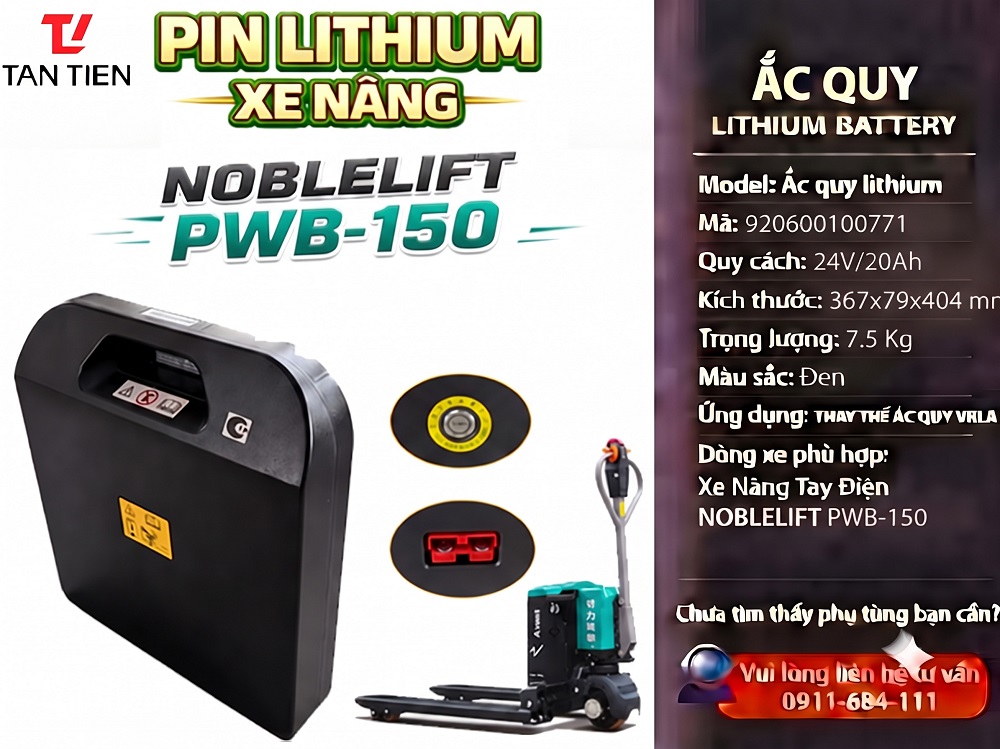 Pin Lithium Xe Nâng Noblelift PWB-150 24V/20Ah